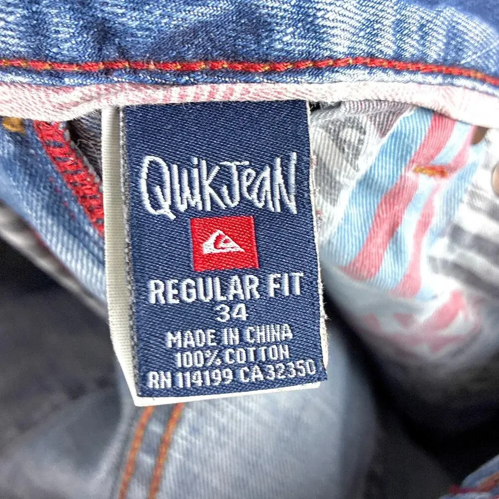 VTG Quiksilver Jeans Mens 34 Quikjean Faded Baggy Skate SoCal Surf Grunge Y2K